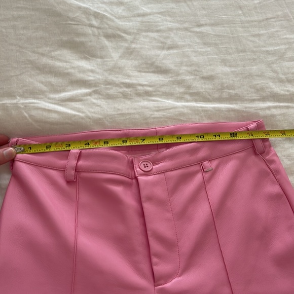 Frankies Bikinis Pink Caroline Kennedy Vegan Leather Pants - Picture 4 of 10